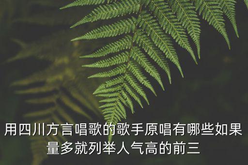 用四川方言唱歌的歌手原唱有哪些如果量多就列舉人氣高的前三