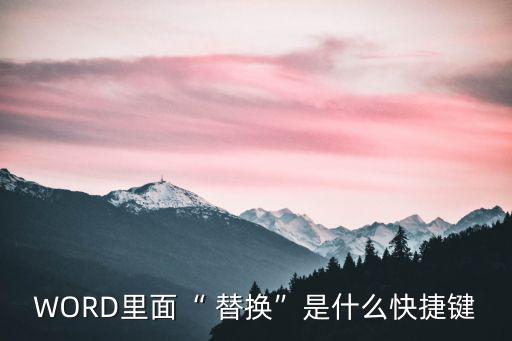 WORD里面“ 替換”是什么快捷鍵