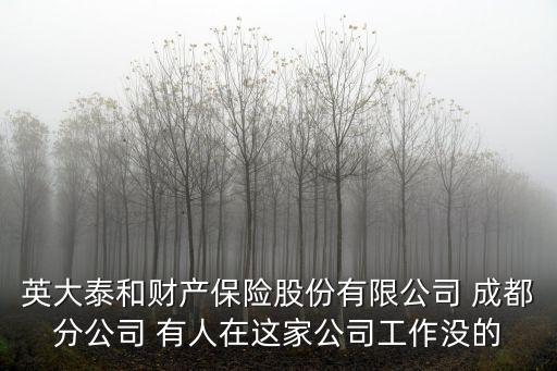 英大泰和財產保險股份有限公司 成都分公司 有人在這家公司工作沒的