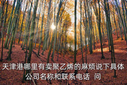 天津港哪里有賣聚乙烯的麻煩說下具體公司名稱和聯系電話  問