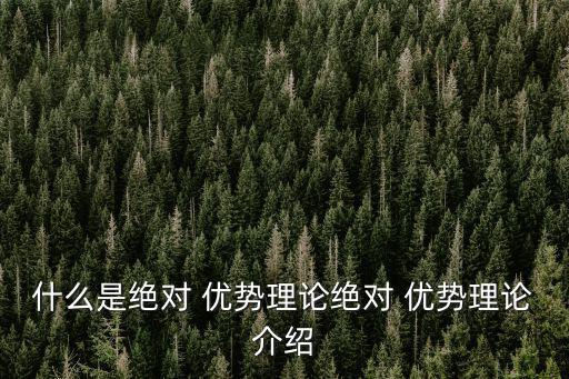 絕對優勢,絕對成本理論:比較優勢不一定有絕對優勢