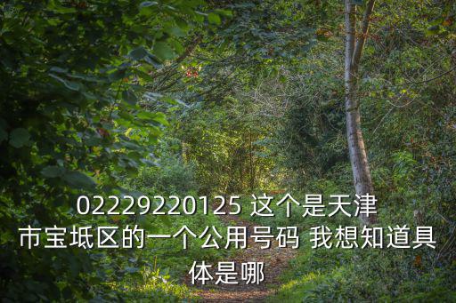 02229220125 這個是天津市寶坻區(qū)的一個公用號碼 我想知道具體是哪
