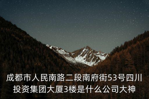 成都市人民南路二段南府街53號四川投資集團大廈3樓是什么公司大神
