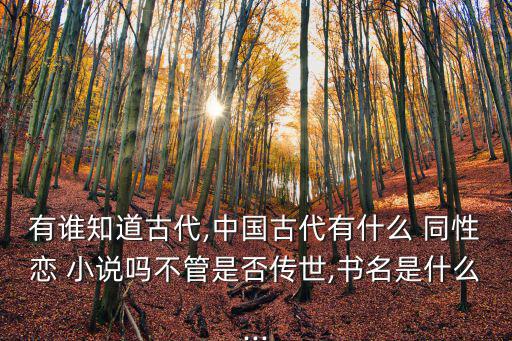 有誰知道古代,中國古代有什么 同性戀 小說嗎不管是否傳世,書名是什么...