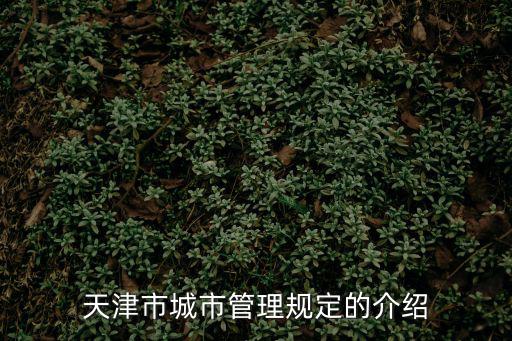 天津市城市管理規定的介紹
