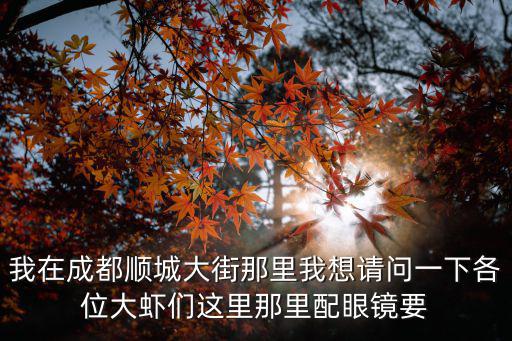 我在成都順城大街那里我想請問一下各位大蝦們這里那里配眼鏡要