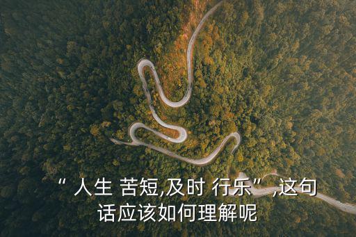 人生苦短及時行樂