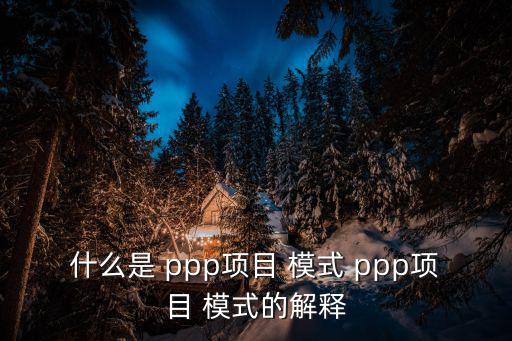 什么是ppp模式,項目融資與實施模式（一）