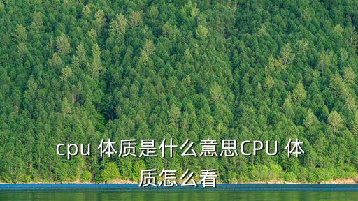  cpu 體質是什么意思CPU 體質怎么看