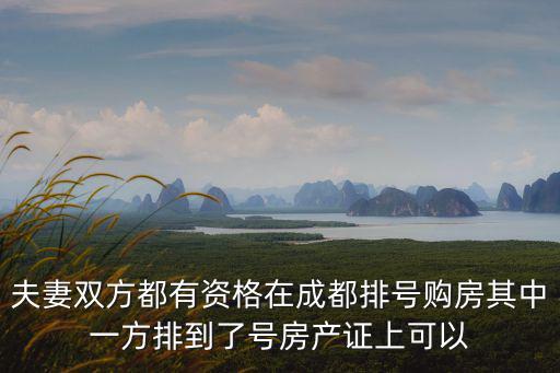 夫妻雙方都有資格在成都排號購房其中一方排到了號房產證上可以