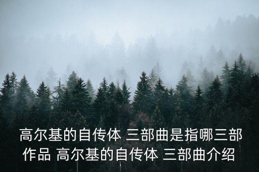  高爾基的自傳體 三部曲是指哪三部作品 高爾基的自傳體 三部曲介紹