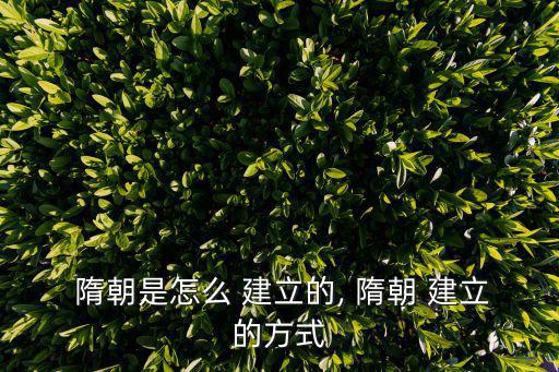 隋朝的建立,中國歷史上一個重要朝代隋朝建立