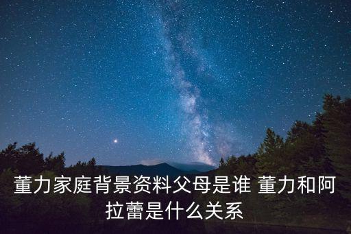 董力家庭背景資料父母是誰 董力和阿拉蕾是什么關系