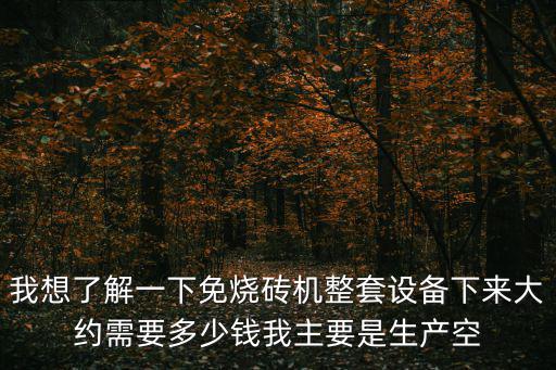 我想了解一下免燒磚機整套設備下來大約需要多少錢我主要是生產空