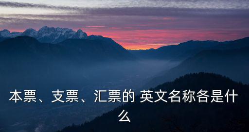 本票、支票、匯票的 英文名稱各是什么