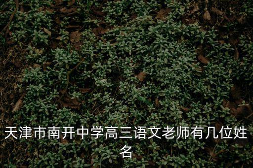 天津市南開中學(xué)高三語文老師有幾位姓名