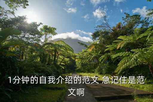 1分鐘的自我介紹的范文 急記住是范文啊