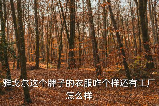 雅戈爾這個牌子的衣服咋個樣還有工廠怎么樣