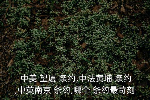  中美 望廈 條約,中法黃埔 條約,中英南京 條約,哪個(gè) 條約最苛刻