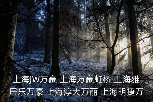上海JW萬豪 上海萬豪虹橋 上海雅居樂萬豪 上海淳大萬麗 上海明捷萬