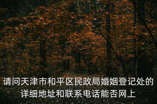 天津市民政局新消息，請問天津市和平區民政局婚姻登記處的詳細地址和聯系電話能否網上