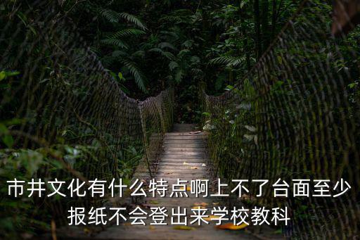 市井文化有什么特點啊上不了臺面至少報紙不會登出來學校教科