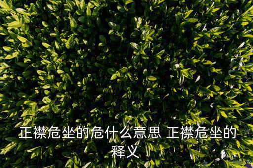  正襟危坐的危什么意思 正襟危坐的釋義