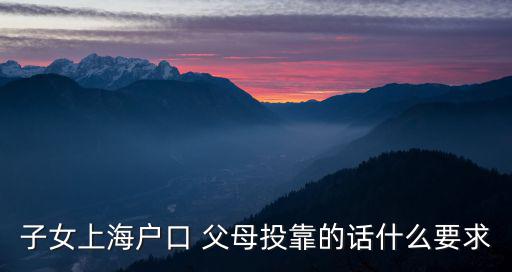 上海投靠落戶條件是什么，上海海歸落戶對單位資質有什么要求