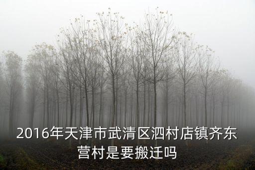 2016年天津市武清區泗村店鎮齊東營村是要搬遷嗎