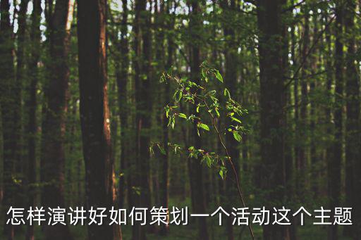怎樣演講好如何策劃一個活動這個主題