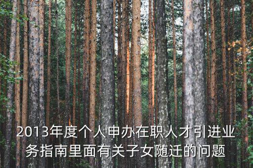2013年度個人申辦在職人才引進業務指南里面有關子女隨遷的問題