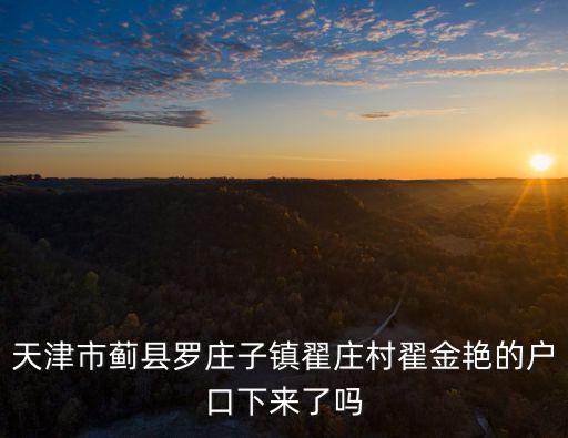 天津市薊縣羅莊子鎮(zhèn)翟莊村翟金艷的戶口下來了嗎