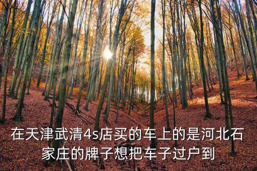 在天津武清4s店買的車上的是河北石家莊的牌子想把車子過戶到