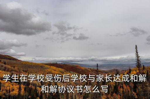 學生在學校受傷后學校與家長達成和解和解協議書怎么寫