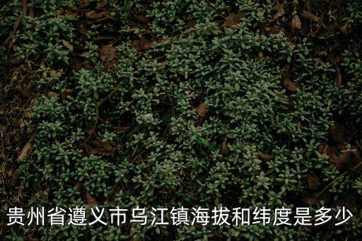 貴州省遵義市烏江鎮海拔和緯度是多少