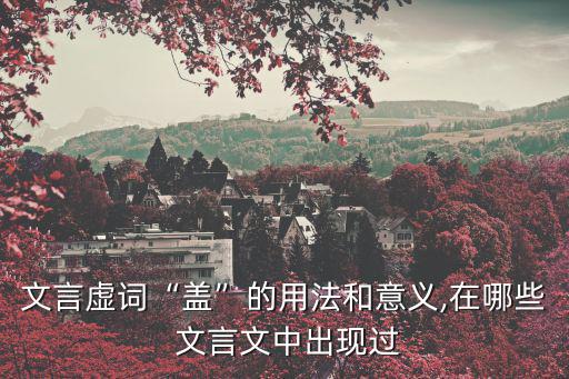 蓋在文言文中的意思,蓋字表示大概或猜想的意思