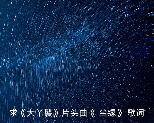 求《大丫鬟》片頭曲《 塵緣》 歌詞