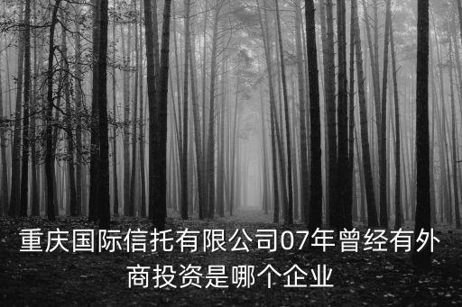 重慶國際信托有限公司07年曾經有外商投資是哪個企業