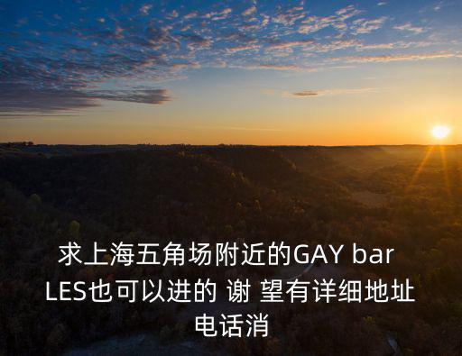 求上海五角場附近的GAY bar LES也可以進的 謝 望有詳細地址電話消