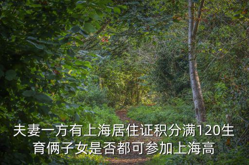 上海最新來滬政策，夫妻一方有上海居住證積分滿120生育倆子女是否都可參加上海高