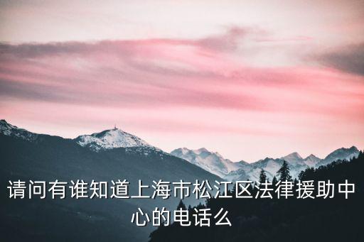 請(qǐng)問(wèn)有誰(shuí)知道上海市松江區(qū)法律援助中心的電話么
