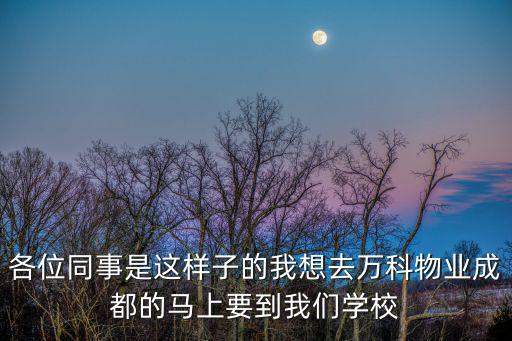各位同事是這樣子的我想去萬科物業(yè)成都的馬上要到我們學(xué)校