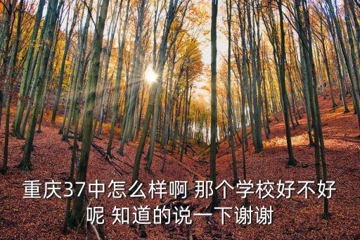 重慶市37中到底怎樣，重慶市第三十七中學怎么樣