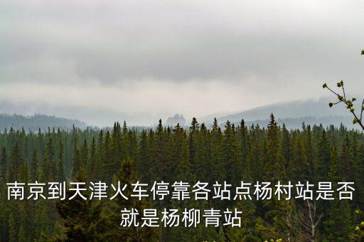 南京到天津火車停靠各站點楊村站是否就是楊柳青站