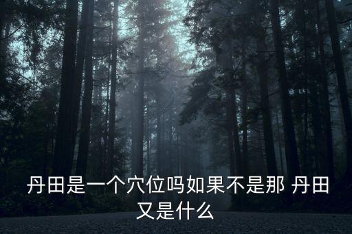  丹田是一個穴位嗎如果不是那 丹田又是什么