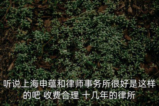 聽(tīng)說(shuō)上海申蘊(yùn)和律師事務(wù)所很好是這樣的吧 收費(fèi)合理 十幾年的律所