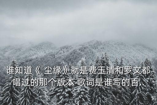 塵緣歌詞,《八月花》主題曲《塵緣》第一集