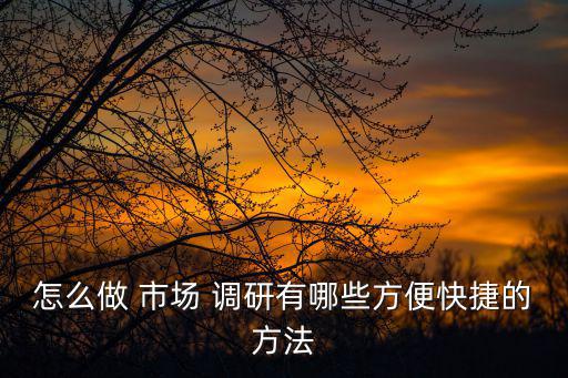 怎么做 市場 調研有哪些方便快捷的方法