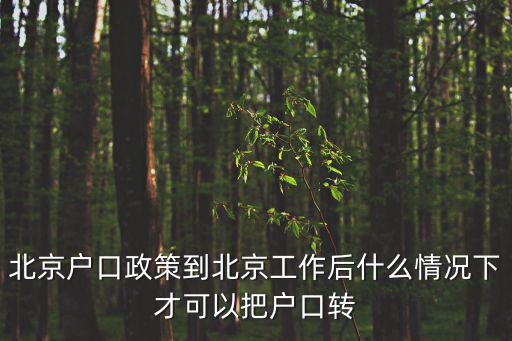 北京戶口政策到北京工作后什么情況下才可以把戶口轉