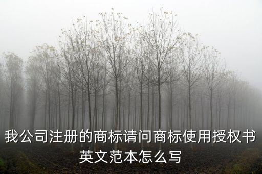 我公司注冊的商標請問商標使用授權書英文范本怎么寫